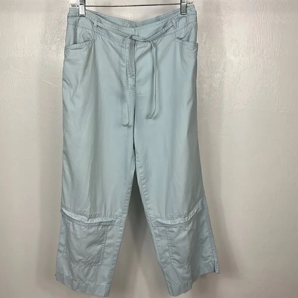 J. Jill Pale Blue Cotton High Rise Cropped Utility Pants Size 10